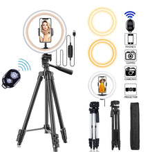 Load image into Gallery viewer, 26cm Led Selfie Ring Light Bluetooth Remote Lamp Photography Tripod Holder